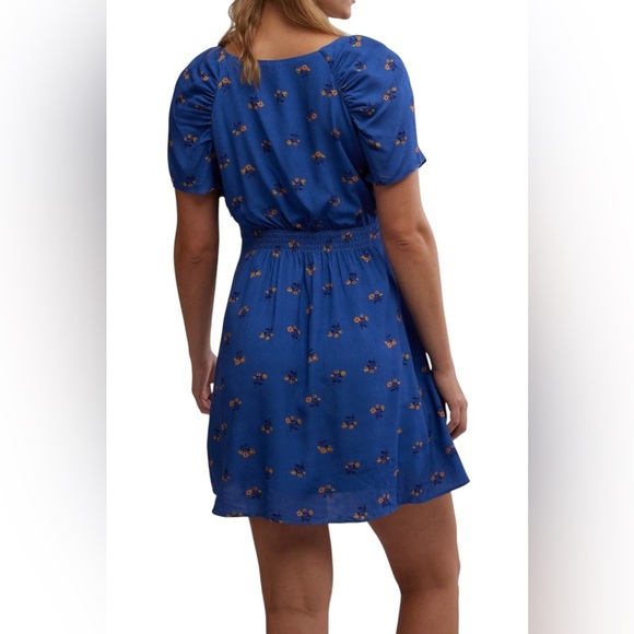 Free People Everyone’s Favorite Mini Dress Blue Floral with delicate tie NWT S M - Picture 4 of 11